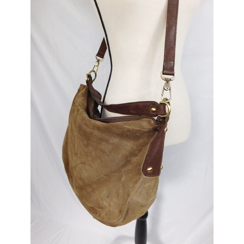 PERUVIAN CONNECTION DISTRESS BROWN SUEDE LEATHER MESSENGER BAG